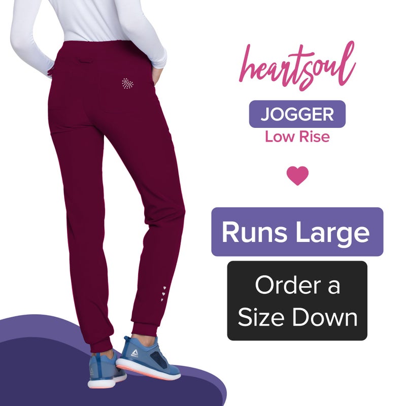 HeartSoul Women's Medical Scrub Jogger Pants Contemporary fit Drawstring Waistband Jogger with 5 Pockets - HS030, S, Wine - S - Image 2